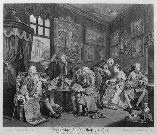 Marriage a la Mode, Plate I, The Marriage Settlement von William Hogarth