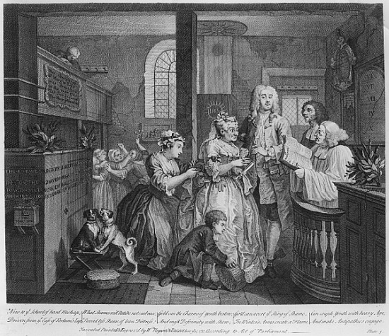 Married to an Old Maid, plate V from ''A Rake''s Progress'' von William Hogarth