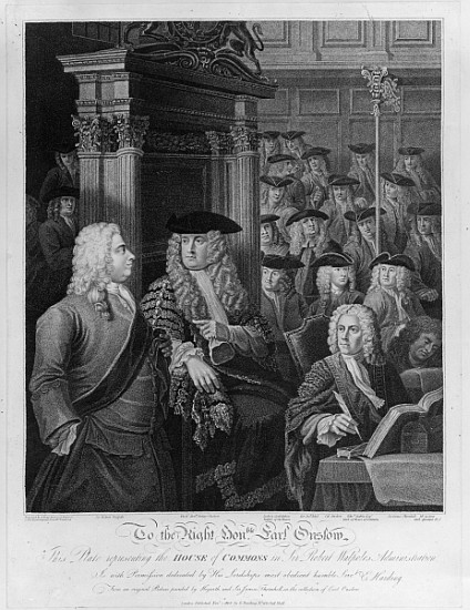 The House of Commons in Walpole''s administration, published 1803 von William Hogarth
