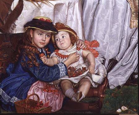Lady Fairbairn with her Children, detail of Constance and James von William Holman Hunt