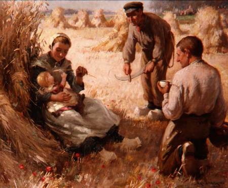 Mother and Child with Harvesters von William Kay Blacklock