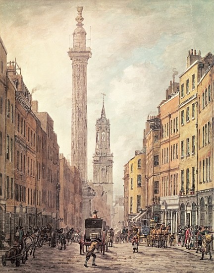 View of Fish Street Hill, Monument and St. Magnus the Martyr from Gracechurch Street, London von William Marlow