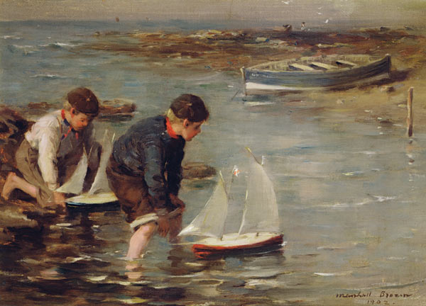 Starting the Race, 1902 (oil on canvas board) von William Marshall Brown