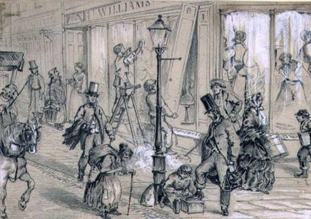 London Street Scene illustration to 'Twice Round the Clock' by George Augustus Sala (1828-96) von William McConnell