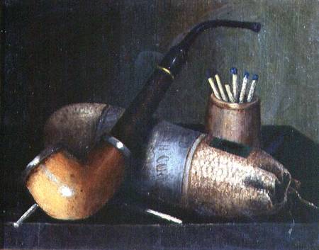Still Life of Pipe Tobacco and Matches von William Michael Harnett