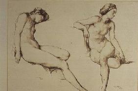 Sepia Drawing of Nude Woman c.1860
