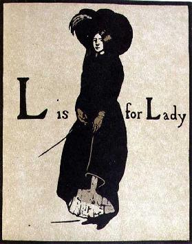 L ist für Dame, Illustration von "An Alphabet", veröffentlicht von William Heinemann, 1898 1898