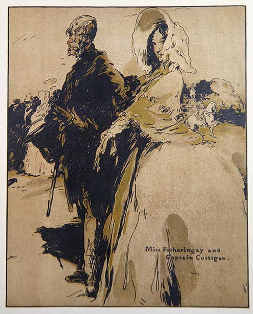 Miss Fotheringay und Captain Costigan, Illustration aus Characters of Romance, erstmals 1900 veröffe von William Nicholson
