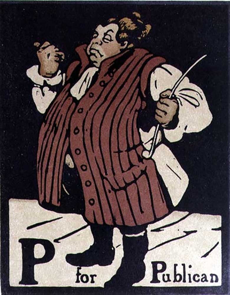 P für Publican, Illustration aus An Alphabet, herausgegeben von William Heinemann, 1898 von William Nicholson