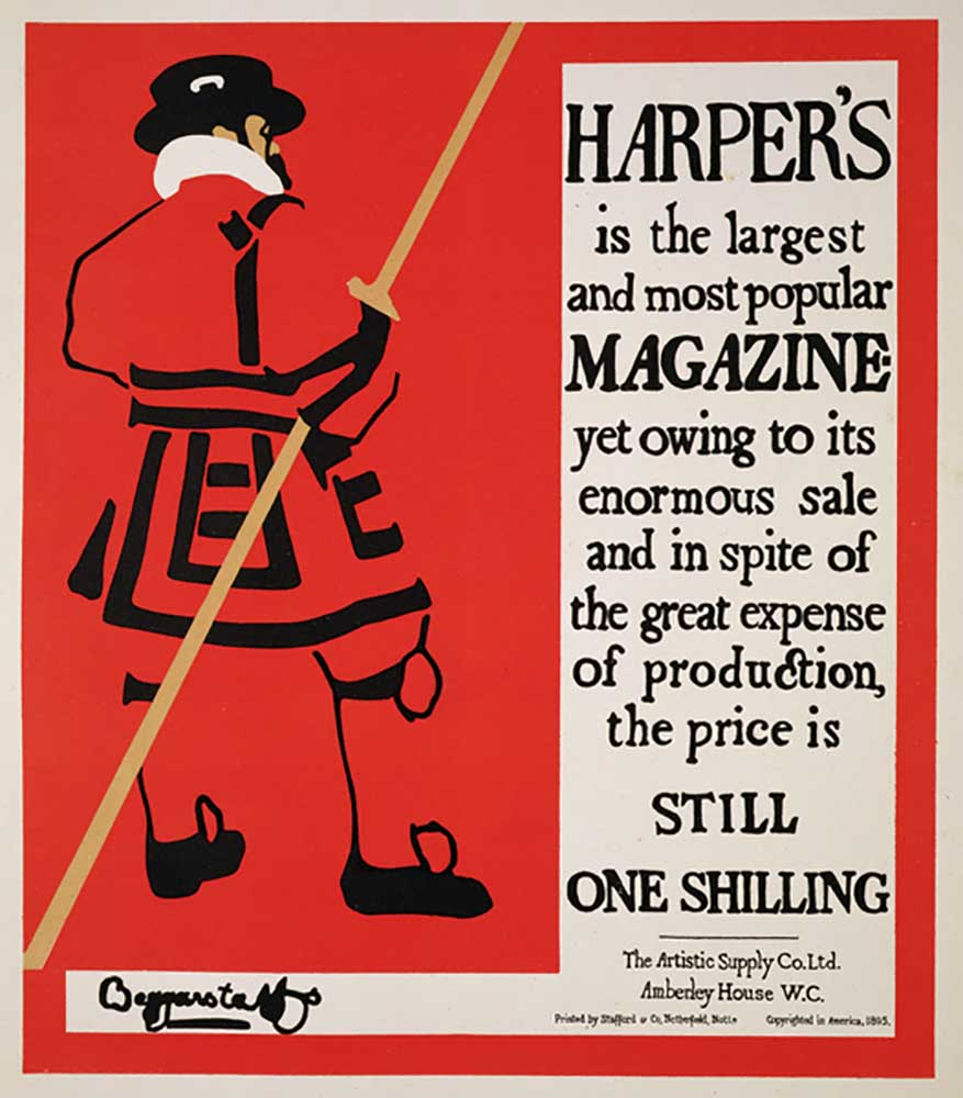 Reproduktion einer Plakatwerbung Harpers Magazine, 1895 von William Nicholson