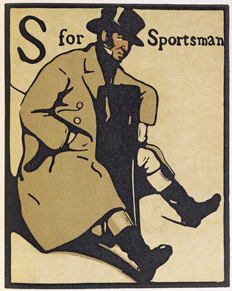 S für Sportler, Illustration aus An Alphabet, herausgegeben von William Heinemann, 1898 von William Nicholson