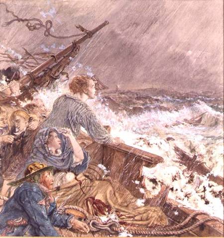 Grace Darling and her father saving the shipwrecked crew von William Scott