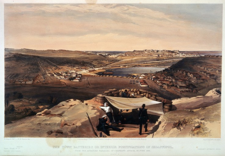 Städtische Batterie, oder Innenansicht der Festung am 12. Februar 1855 von William Simpson