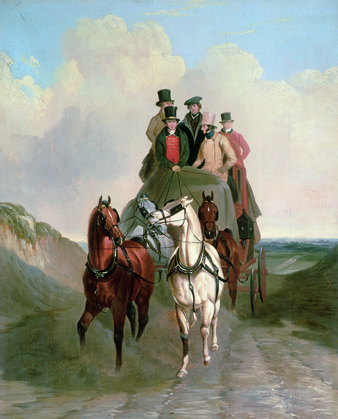 A Coach and Four on an Open Road von William Snr. Shayer