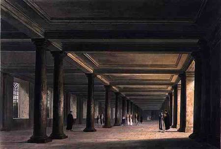 Colonnade under Trinity College Library, Cambridge, from 'The History of Cambridge', engraved by Jos von William Westall