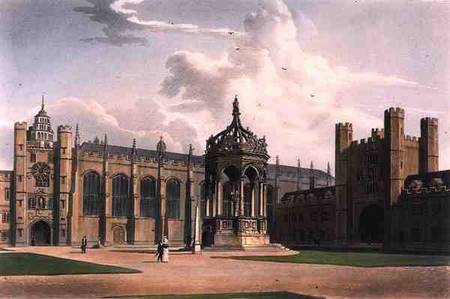 The Court of Trinity College, Cambridge, from 'The History of Cambridge', engraved by J. Bluck (fl.1 von William Westall