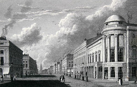 Regent Street, with the Argyle Rooms; engraved by Charles Heath von William Westall