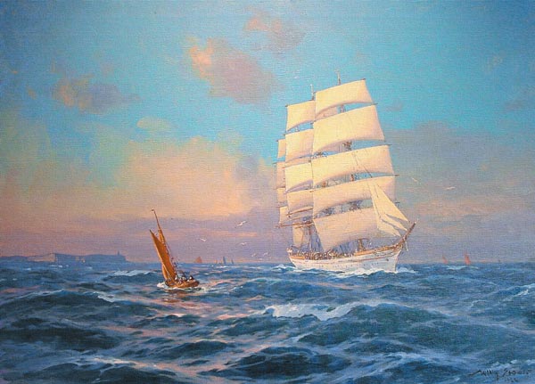 Das Schulschiff  "Prinzess Eitel Friedrich" vor Cap Arcona von Willy Stöwer
