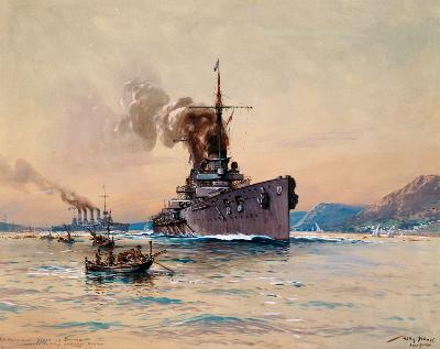 Die Panzerkreuzer "Goeben" und "Breslau" vor Messina 1914