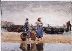Fischersfrauen am Strand von Tynemouth 1881
