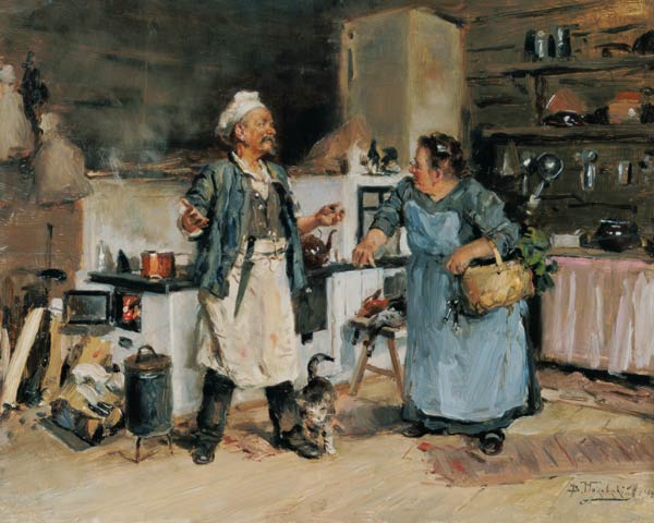 Streitgespräch in der Küche von Wladimir Jegorowitsch Makowski