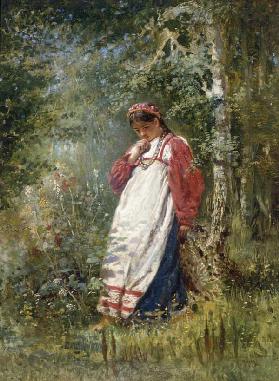 Junge Frau im Wald 1874