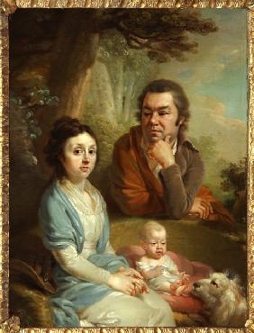 Porträt von Wassili Nebolsin mit seiner Frau Awdotia und Kind