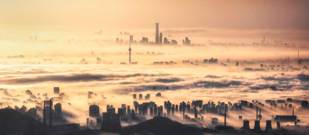 Das Wolkenmeer und der Sonnenaufgang in Peking von Yuan Cui