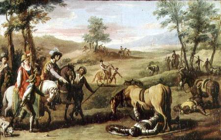 Don Quixote falls from his horse in front of the Dukes (pair of 82436) von Zacarias Gonzalez Velazquez