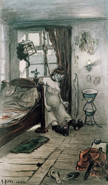 H.Zille, Erhängte Frau - Heinrich Zille als Kunstdruck oder handgemaltes  Gemälde.
