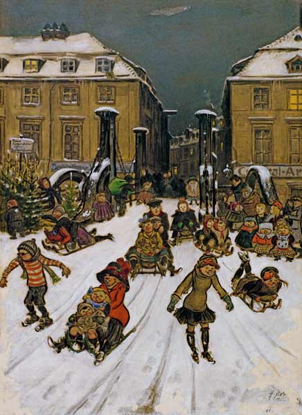 Zille / Joys of Winter / Berlin / 1911 - Heinrich Zille als Kunstdruck oder  handgemaltes Gemälde.